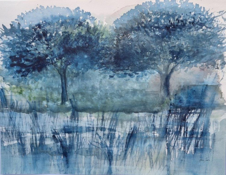 De blå träden 4 i gruppen Alla konstverk / Akvarell hos NOA Gallery (100185_Anna Jormin 4)